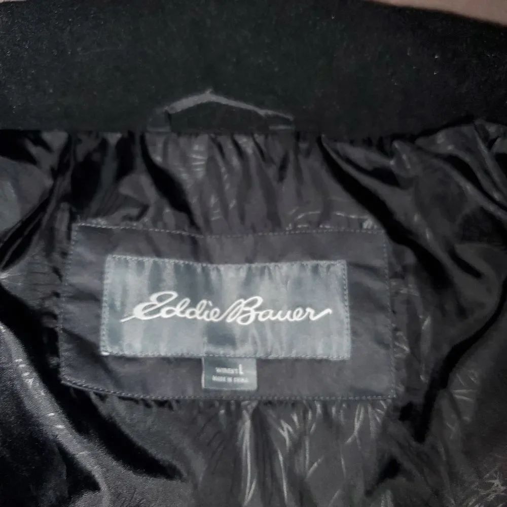 Vintage Goose Down Eddie Bauer Black Trench Coat - Picture 6 of 7